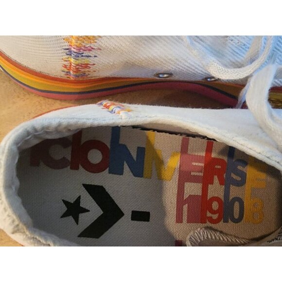 Converse 1908 Chuck Taylor All Star Lift Low White Sneaker Shoes Womens 7.5 - Picture 11 of 13